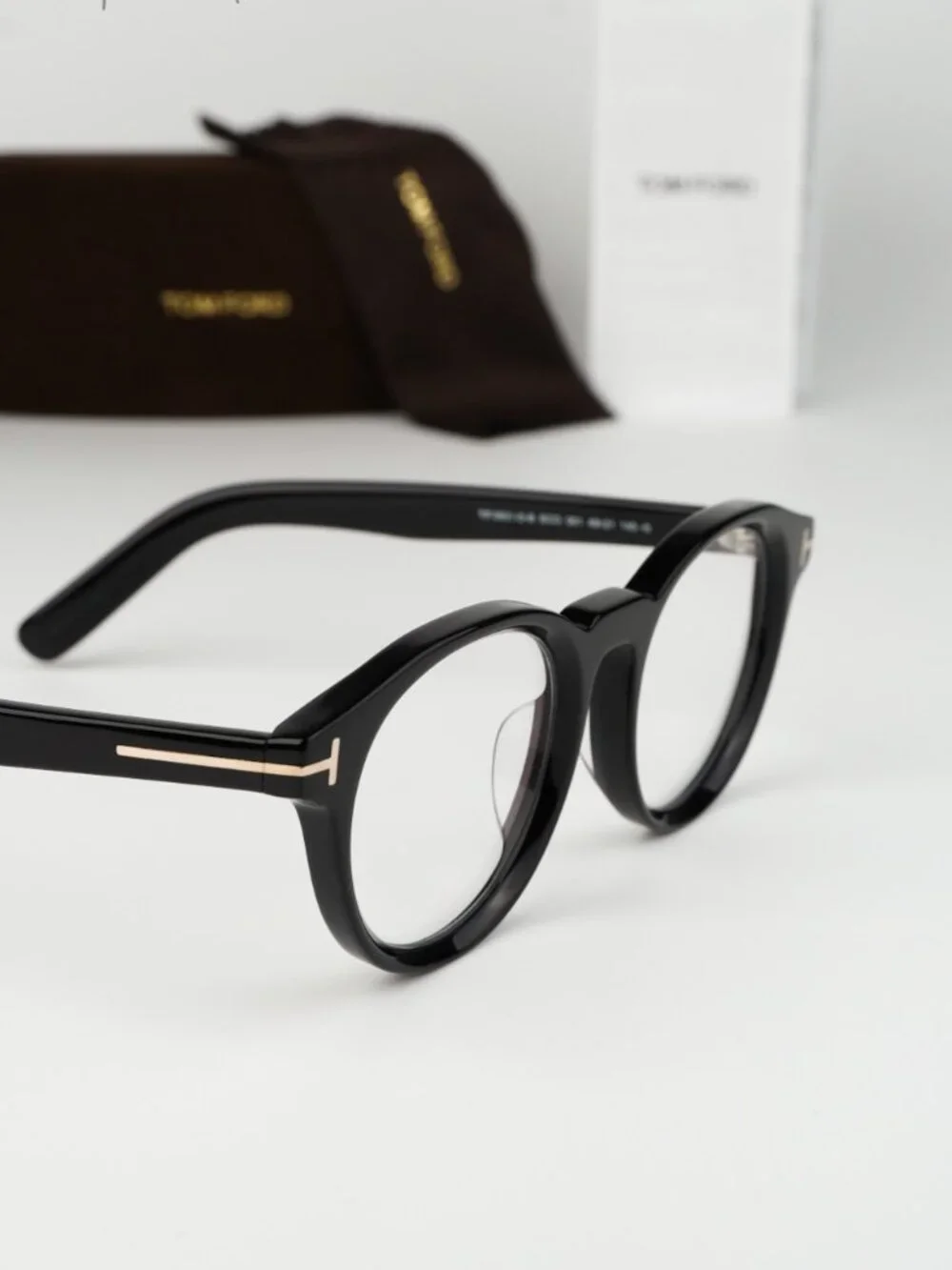Tom Ford Women Eyeglasses Black Blue Block Round FT5931-D-B 001 NEW AUTHENTIC